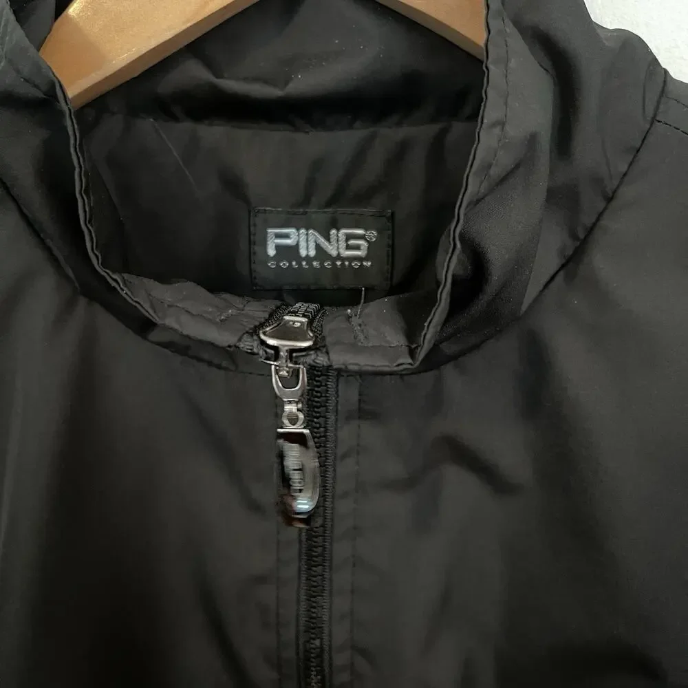 PING Jacket Travel Channel Black Full Zip Weather Resistant Oversized Medium